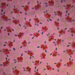 4 yards x 44" Marcus Brothers Metallic Florals on Pink Cotton Fabric